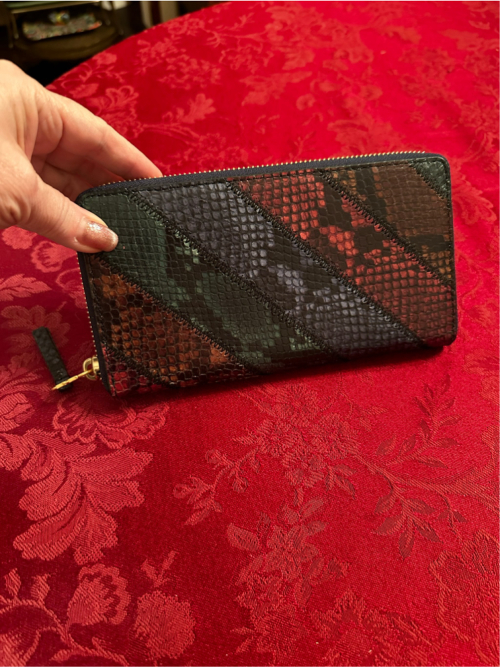 Tory Burch Multi-Color Snake Print Long Zip Around Wallet by